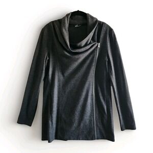 Club Monaco Womens 100% Wool Asymmetrical Side Zip Cowl Neck Jacket Gray Small